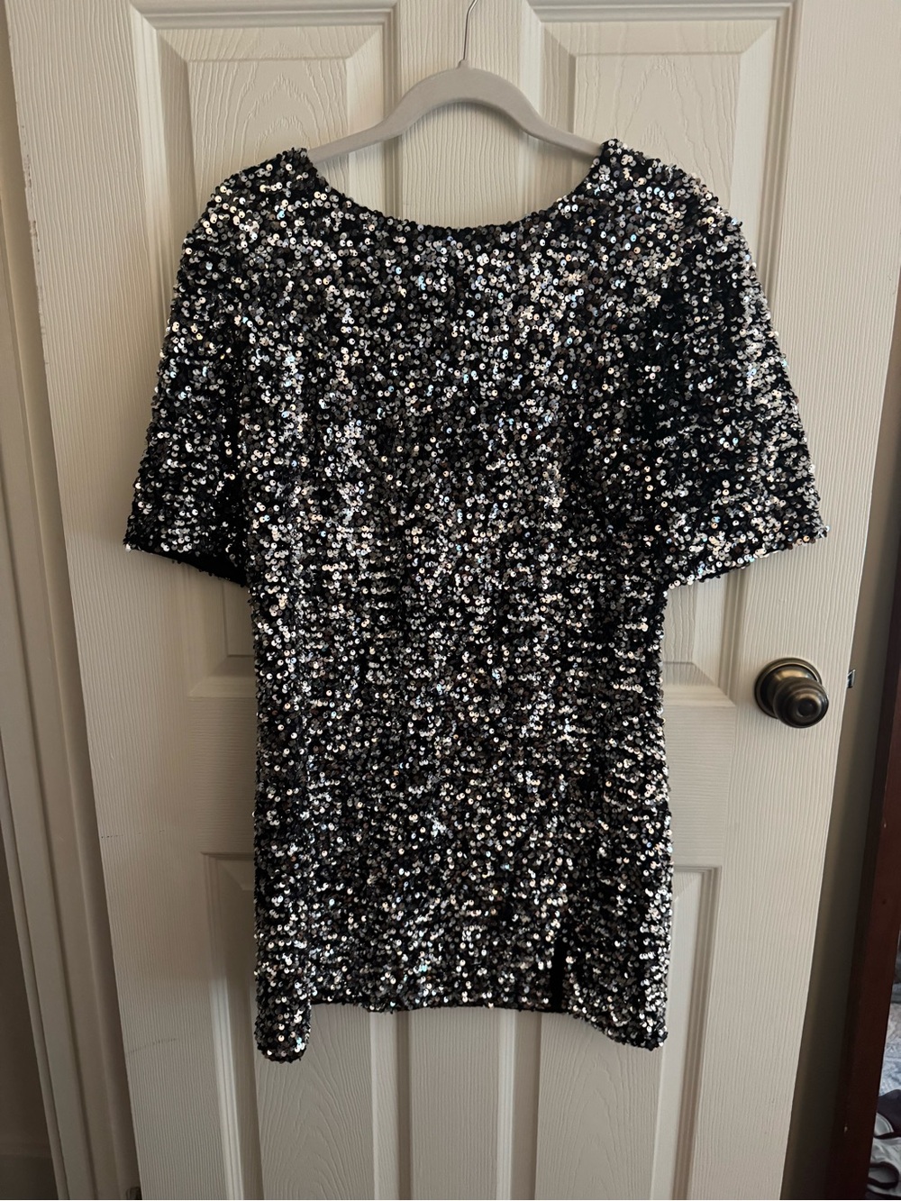 Vici Black and Silver Sequin Mini Dress